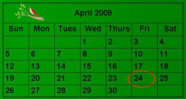 Calendar, April 2009 - Arbor Day is Circled
