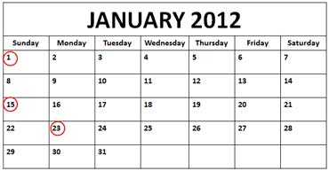 January 2012 Calendar