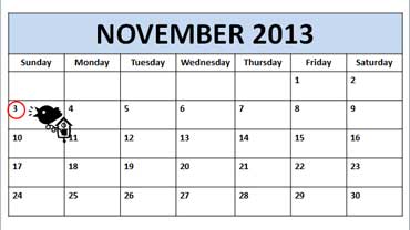 Daylight Savings Time Calendar - Sunday, November 3, 2013