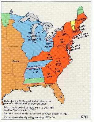 Map of the United States in 1790