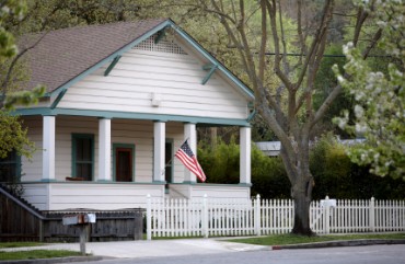 Flag in Front of House