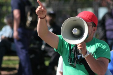 Freedom of Speech, Man with Bullhorn