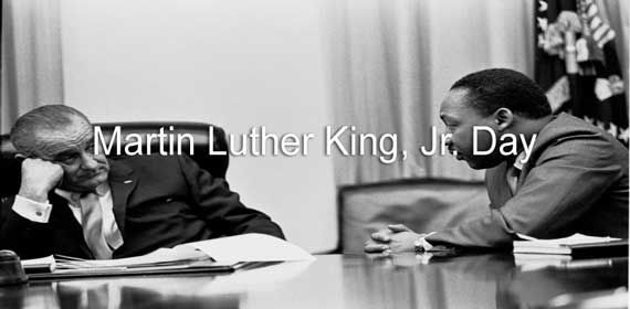 Dr. King Holiday Lesson Banner - Dr. King Speaking to President Johnson