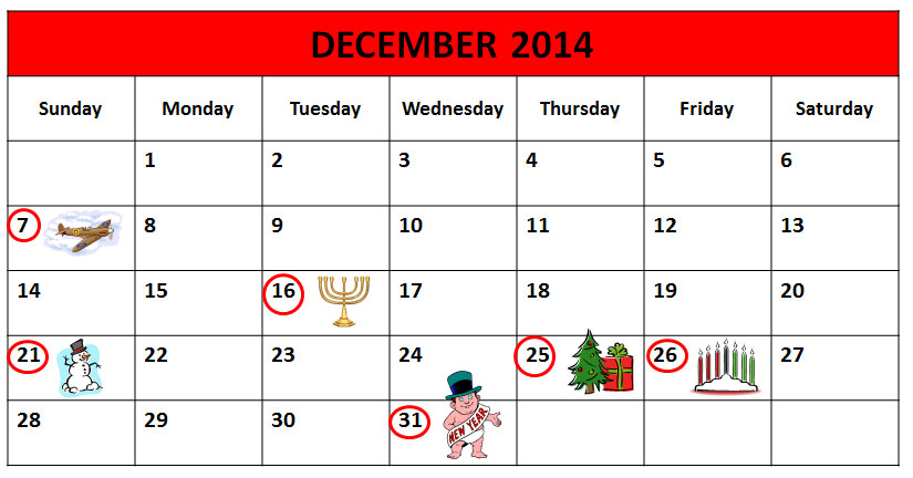 Calendars Page 5 - December 2014
